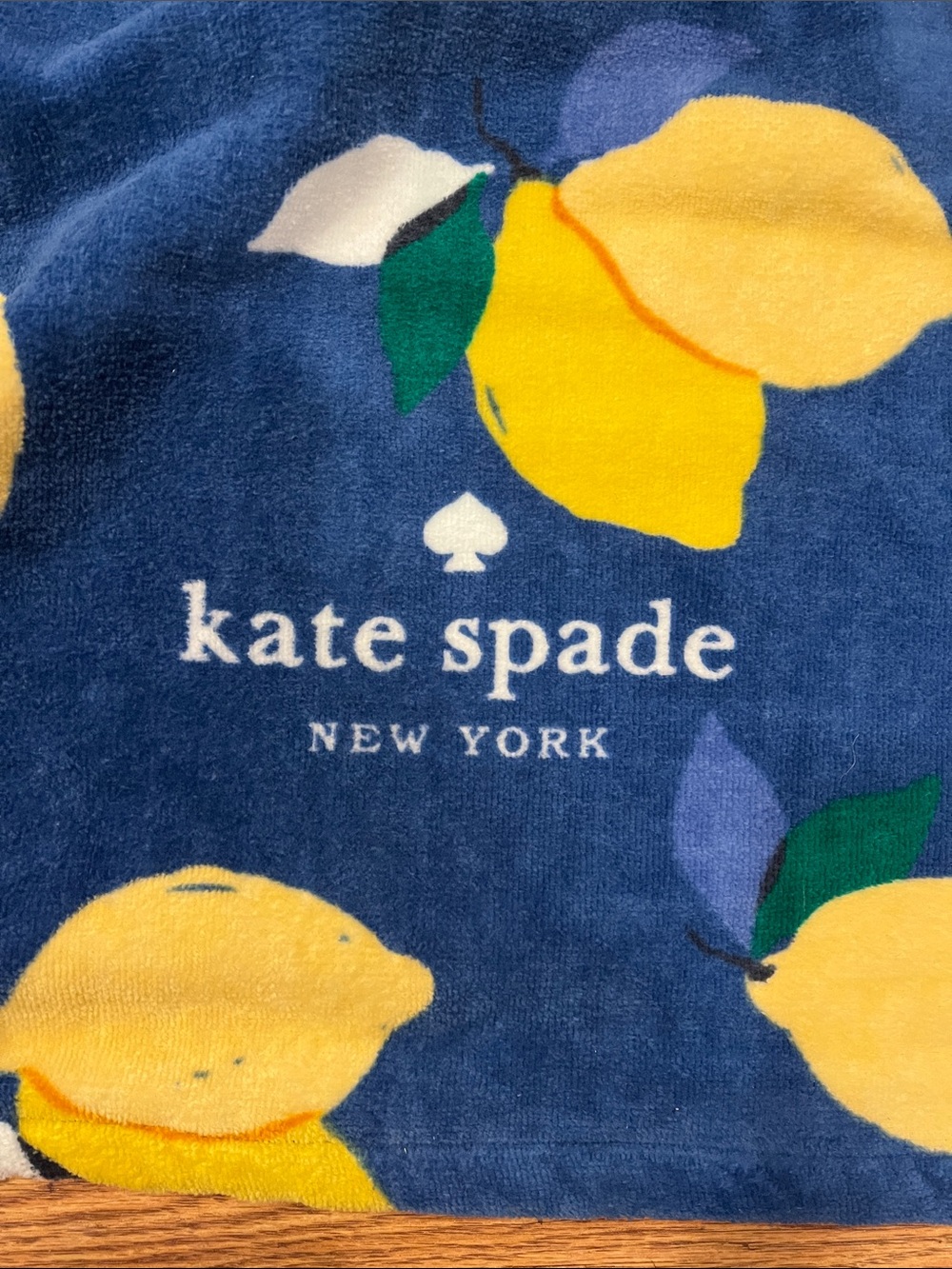 kate spade Navy Lemon Print Beach Towel - Picture 2 of 3